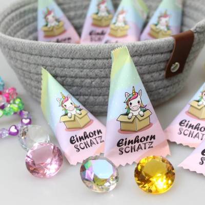 Einhorn Schatz Mystery Box für Mädchen | Glitzer Armband oder Glas Diamant | Mitgebsel & Adventskalender G