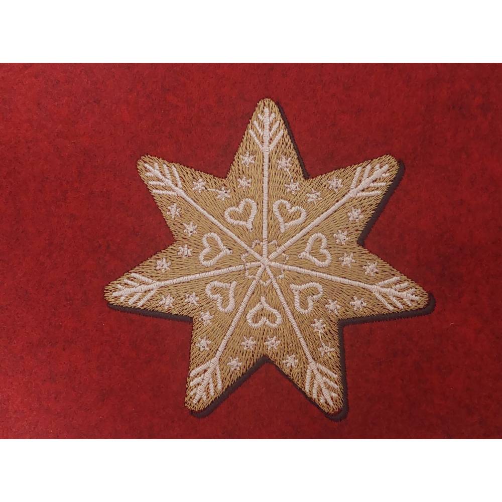 Stickdatei Lebkuchen Stern 10x10cm – Weihnachtsstickerei mit Zuckerguss-Effekt für Stickmaschinen Bild 1