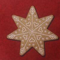 Stickdatei Lebkuchen Stern 10x10cm – Weihnachtsstickerei mit Zuckerguss-Effekt für Stickmaschinen