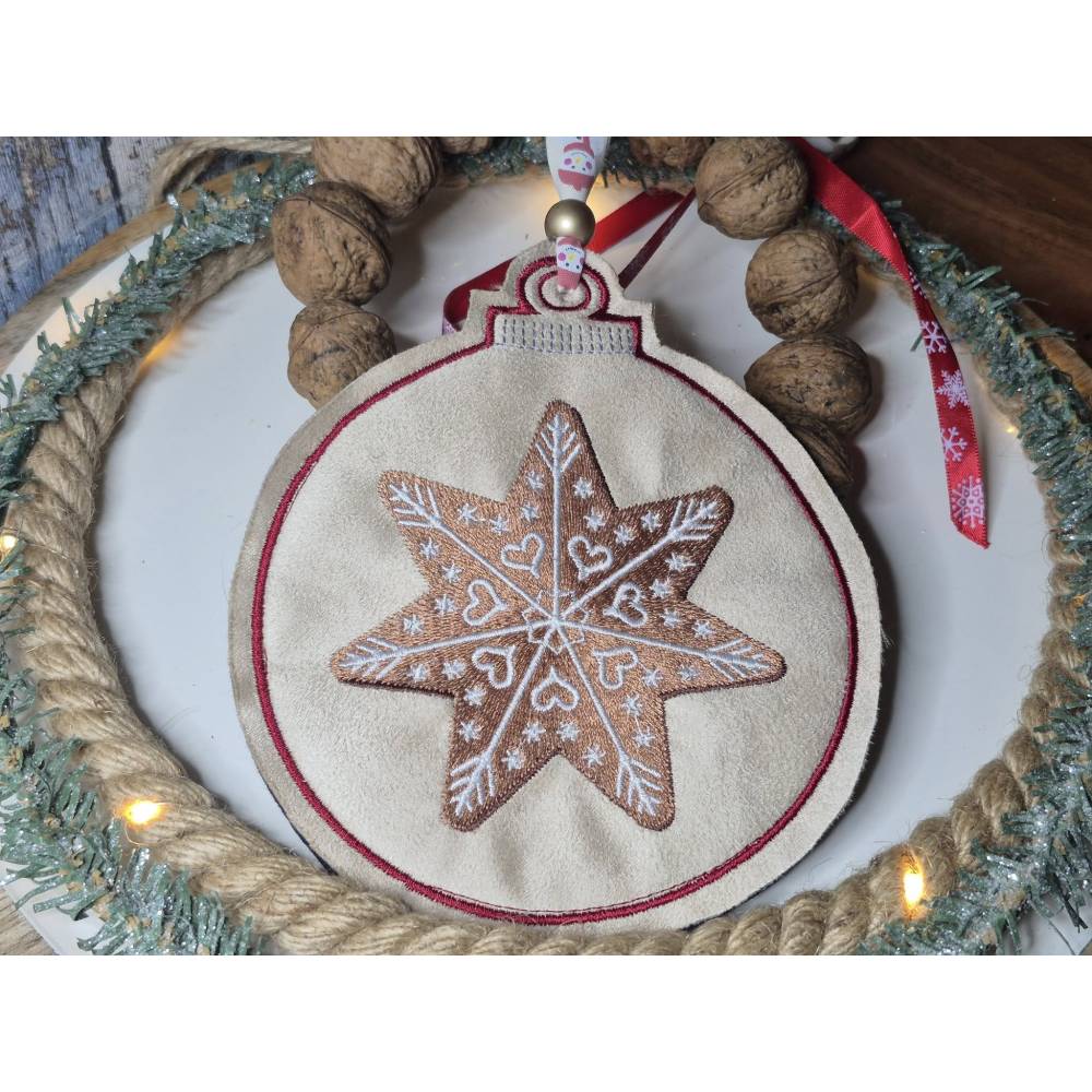 Stickdatei Lebkuchen Stern 10x10cm – Weihnachtsstickerei mit Zuckerguss-Effekt für Stickmaschinen Bild 4