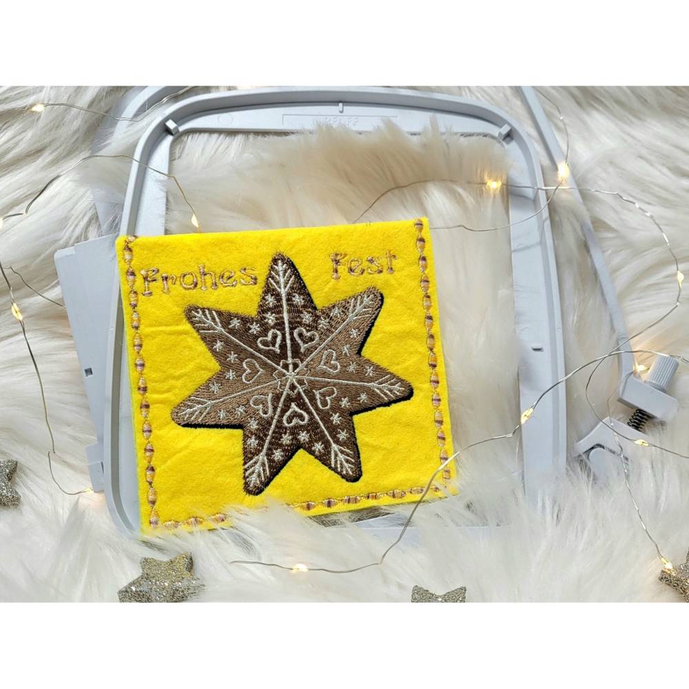 Stickdatei Lebkuchen Stern 10x10cm – Weihnachtsstickerei mit Zuckerguss-Effekt für Stickmaschinen Bild 7