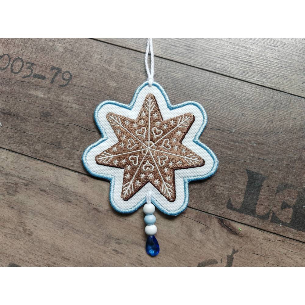 Stickdatei Lebkuchen Stern 10x10cm – Weihnachtsstickerei mit Zuckerguss-Effekt für Stickmaschinen Bild 8