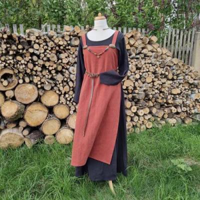 Wikinger Schürzenkleid Leinen, Überkleid used look, Mittelalter Kleid, Wiki Schürze, LARP, Toraxacum