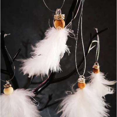 Federengel handgemacht – Unikat mit Glitzerkrone & Holzkopf, Dekoration zu Weihnachten