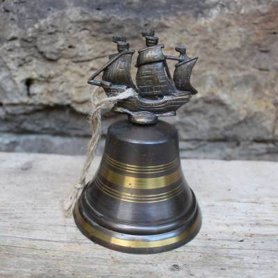 Messing Glocke Segelschiff Vintage 60er 70er Jahre