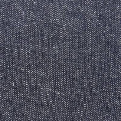 Wollstoff Fischgrat dunkelblau meliert – Italienische Wollmischung im Jeans-Look, Öko-Tex zertifiziert