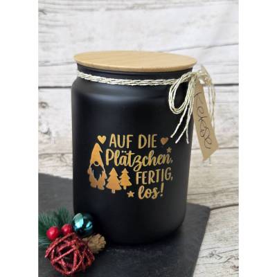 Keksdose mit Spruch und Bambusdeckel ~ Plätzchendose ~ Vorratsglas ~ Aufbewahrungsdose Weihnachten