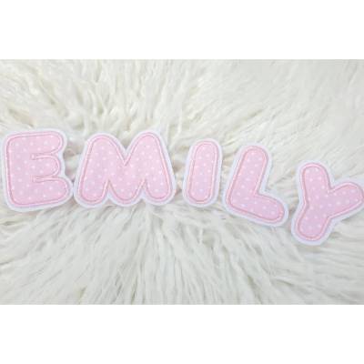 Patch/Applikation/Aufnäher/Bügelbild - Buchstaben - 2 Größen - Pünktchenstoff - rosa, blau usw.