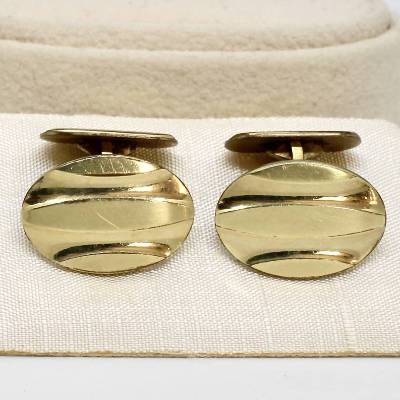 Vintage Manschettenknöpfe oval Gold Double Fühner & Aßmus Pforzheim 50er Jahre Herren Accessoires