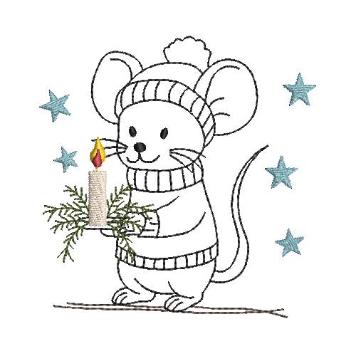 Stickdatei Maus mit Kerze Bild 1