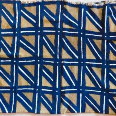 Bogolan Schlammtuch Mudcloth – Handgemachtes afrikanisches Plaid, Deko Tuch aus Mali, Braun/Natur, 159x121 cm
