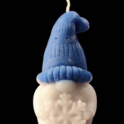 Wichtelkerze mit Schneeflocke – Handgemachte Kerze aus Paraffinwachs in Wunschfarbe und Duft