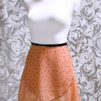 Wickelrock Chiffon Ballettrock mit Polkadots apricot schwarz – leichter, fließenderTanzrock, handgefertigt, Einzelstück