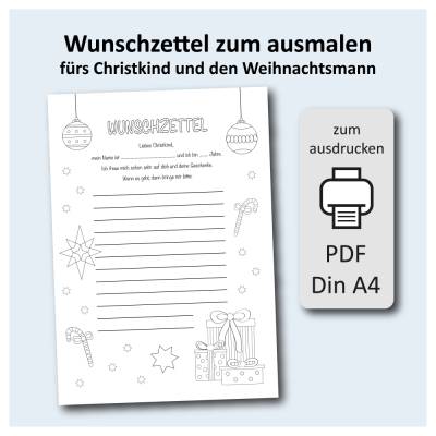 Wunschzettel Weihnachten – Christkind & Weihnachtsmann – Ausdrucken & Ausmalen