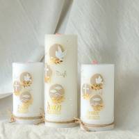 Taufkerzen Kommunionkerzen Konfirmationskerzen Hochzeitskerzen für Mädchen Jungen Unisex beige gold Strasssteinen Boho