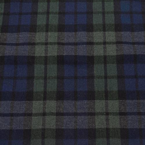 karierter Wollstoff Schottenkaro Blau Grün Schwarz
