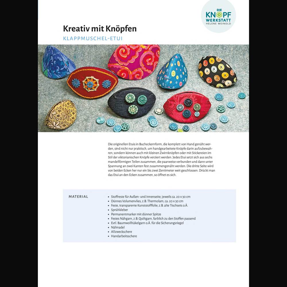 Anleitung für das Klappmuschel-Etui (Kreativ mit Knöpfen 03) Bild 1