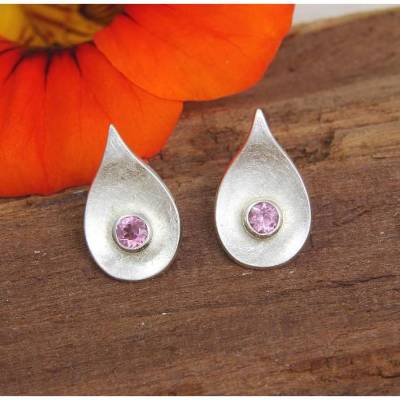 Ohrstecker Silber 925/- mit rosa Turmalin, Neerja