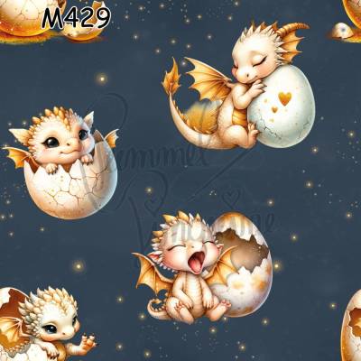 M429 PummelPinguine Exclusive „Kinderstoffe Niedliche Drachenbabys aus dem Ei"