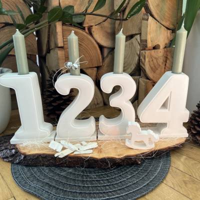 Adventszahlen aus Raysin (1–4) – handgefertigte Zahlen für deinen Adventskranz oder deine Weihnachtsdekoration