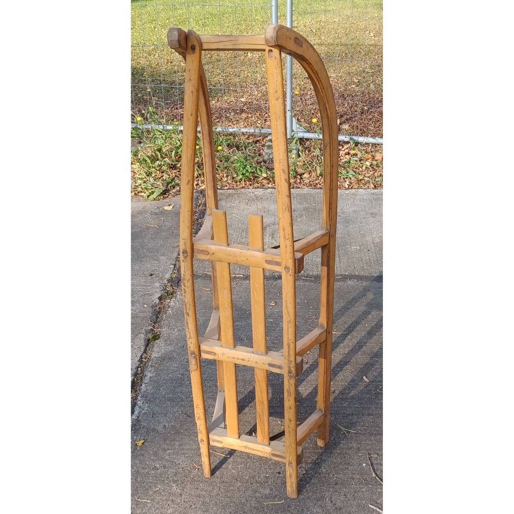 Großer DDR Schlitten aus Buchenholz – Vintage Nachlass Berlin Grünau, 120 cm