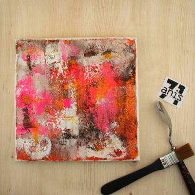 Acrylbild *Sunset* 20x20 cm Unikat von ZWEIFARBIG – moderne abstrakte farbenfrohe Acrylmalerei auf Leinwand