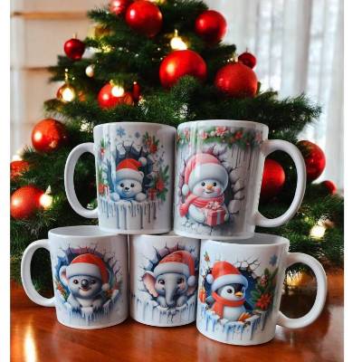 Magische Weihnachtsbecher: Süße Tier-Motive mit Nikolausmütze – Perfektes Geschenk & Deko!