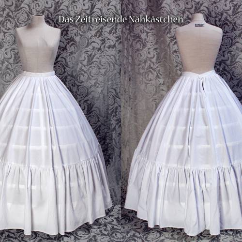 Victorianis historischer Unterrock – passend für 1860 Käfig-Krinoline, Civil War Kleider, Sissi-Gewänder, weiß