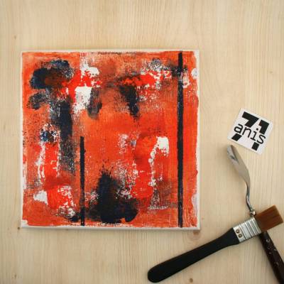 Acrylbild *Pumpkin-Love* 20x20 cm Unikat von ZWEIFARBIG – moderne abstrakte farbenfrohe Acrylmalerei auf Leinwand