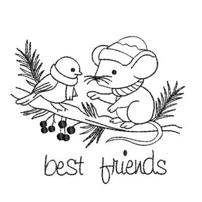 Stickdatei Spatz und Maus best friends
