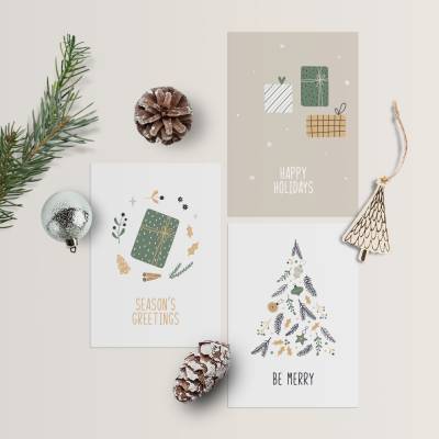 Weihnachtskarten Set *Happy Holidays* / Geschenkkarten für Weihnachten