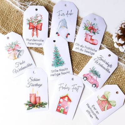 Druckvorlage 18 Geschenkanhänger Weihnachten Retro - DIY Vintage Weihnachtsanhänger zum selber drucken - weihnach