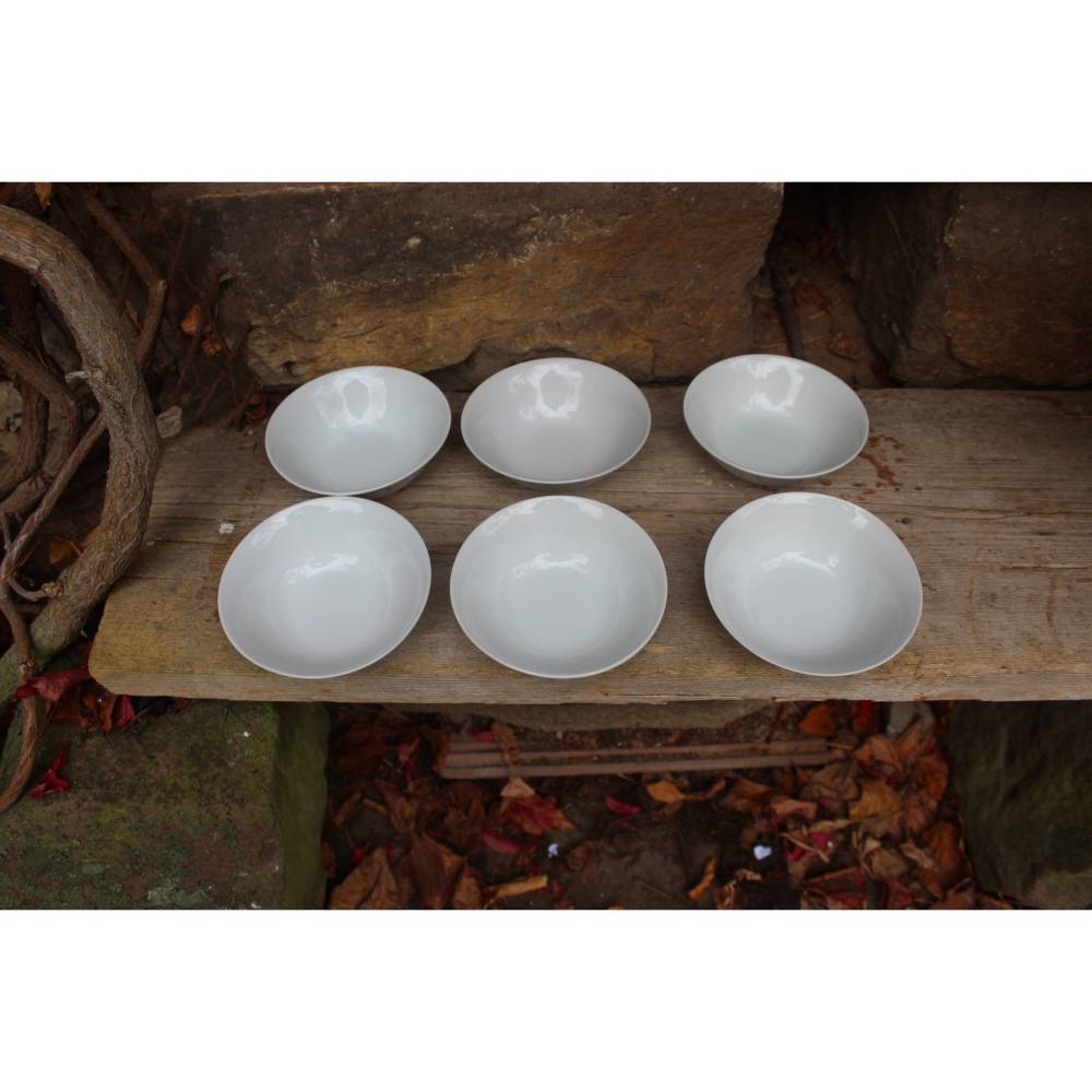 6 tlg. Dessertschalen Set weiß aus Porzellan Vintage
