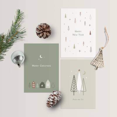 Weihnachtskarten Set *Peace and Joy* / Geschenkkarten für Weihnachten und Neujahr