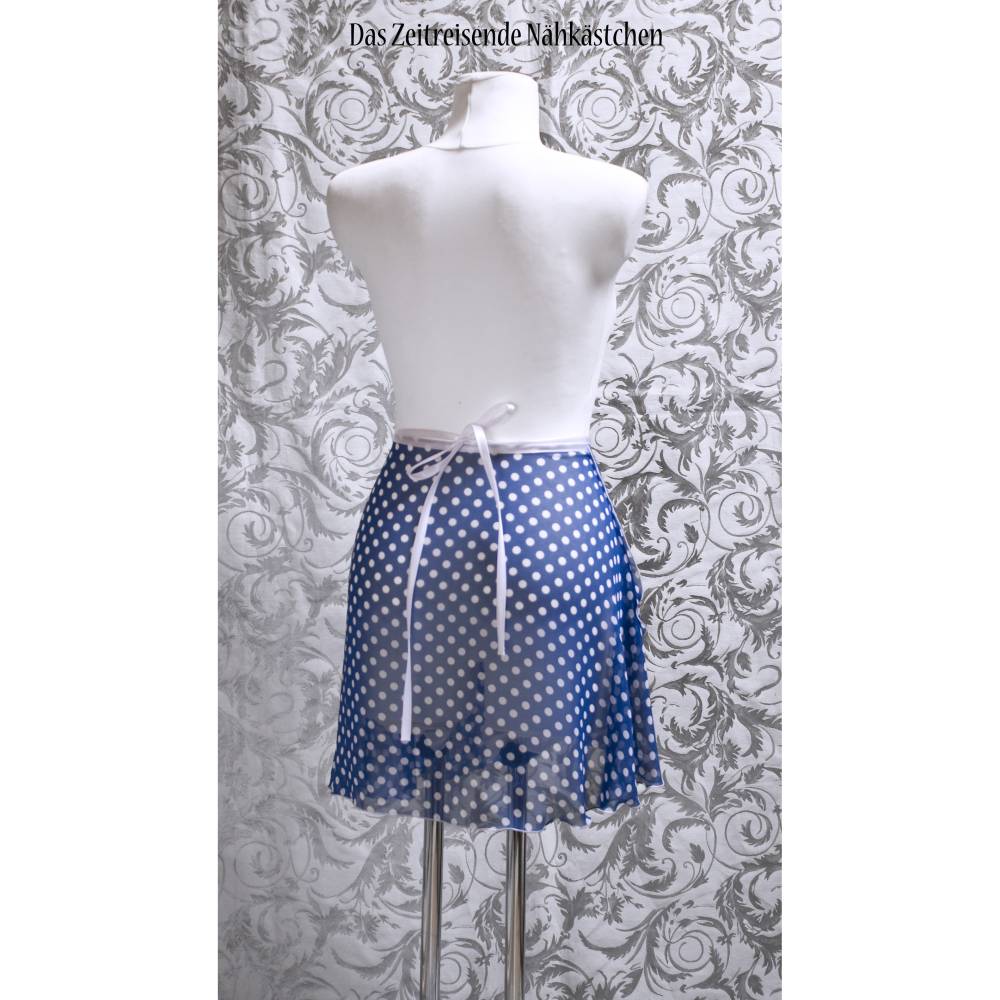 Wickelrock Chiffon Ballettrock mit Polkadots apricot schwarz – leichter, fließenderTanzrock, handgefertigt, Einzelstück Bild 2