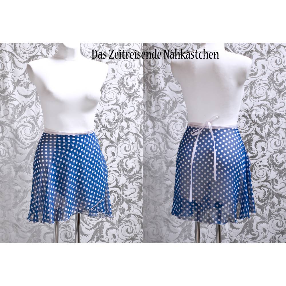 Wickelrock Chiffon Ballettrock mit Polkadots apricot schwarz – leichter, fließenderTanzrock, handgefertigt, Einzelstück Bild 3