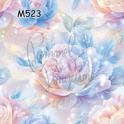 M523 PummelPinguine Exclusive „Kinderstoffe Magic Peonies Großflächige Pfingstrosen in schimmerndem Licht"