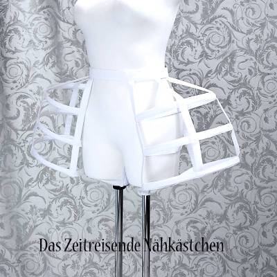 Kurze Käfig-Reifrock-Poschen –  Mini-Käfig Rock für Gothic, Bühne & Fotoshootings, weiß