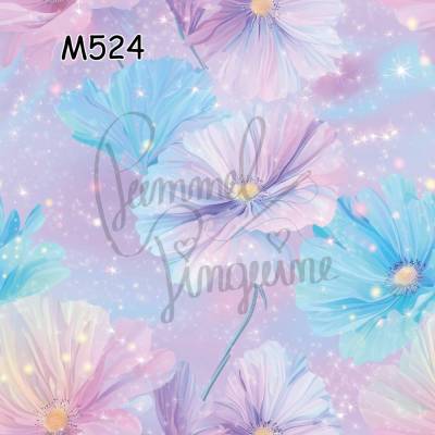 M524 PummelPinguine Exclusive „Kinderstoffe Cosmos Bloom Tanzende Blumen mit magischem Glitzer"