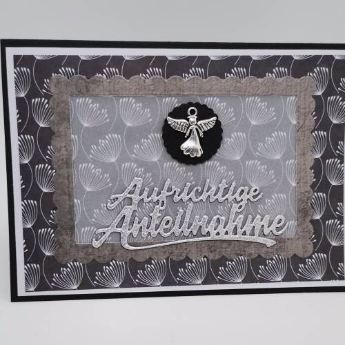 Beileidskarte mit Spruch – Trauerkarte Engel, Abschied nehmen, stilvolle Kondolenzkarte DIN A6, Handarbeit