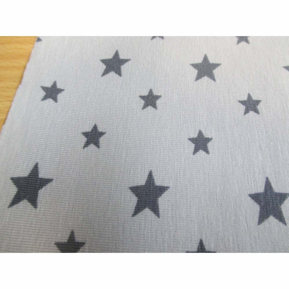 Rest:1m x 1,50m Jersey Baumwolljersey Sterne hellgrau - grau , Oeko-Tex Standard 100 Bild 1