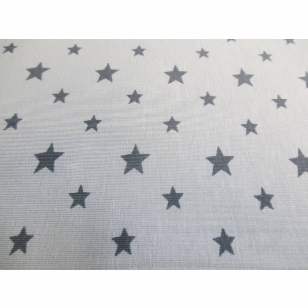 Rest:1m x 1,50m Jersey Baumwolljersey Sterne hellgrau - grau , Oeko-Tex Standard 100 Bild 2