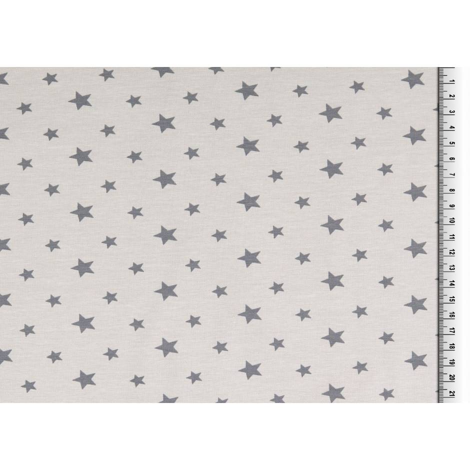 Rest:1m x 1,50m Jersey Baumwolljersey Sterne hellgrau - grau , Oeko-Tex Standard 100 Bild 3