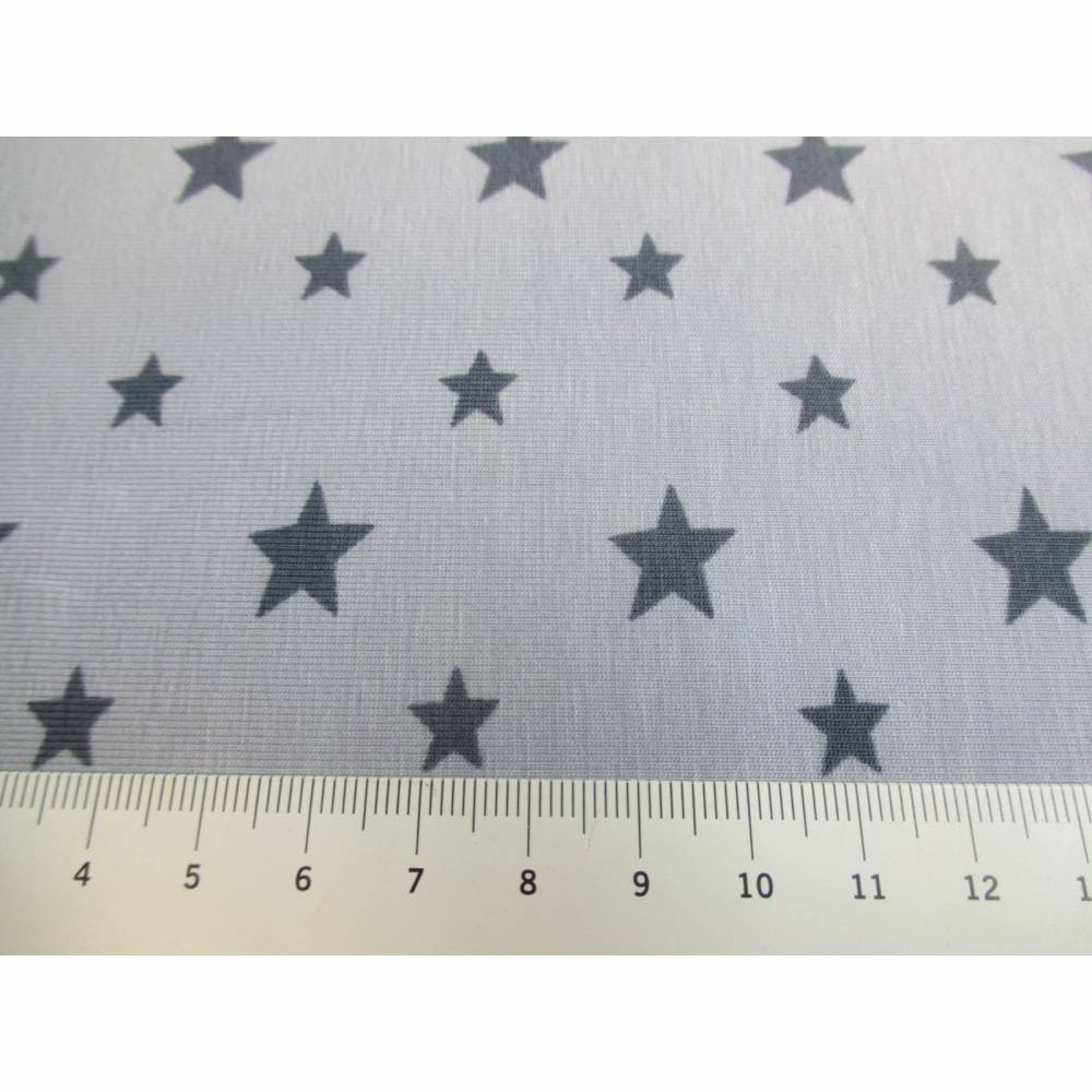 Rest:1m x 1,50m Jersey Baumwolljersey Sterne hellgrau - grau , Oeko-Tex Standard 100 Bild 4