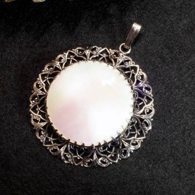 Vintage Perlmutt Anhänger Kettenanhänger 50er 60er Jahre Trachtenschmuck Halskette