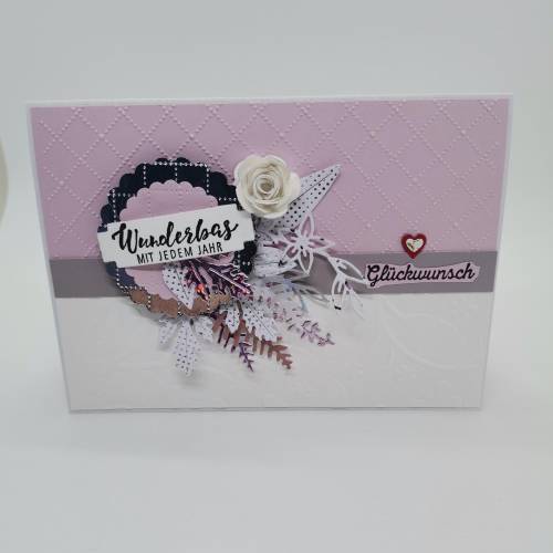 Handgefertigte edle Geburtstagskarte Blumen 3D Effekt personalisierbar