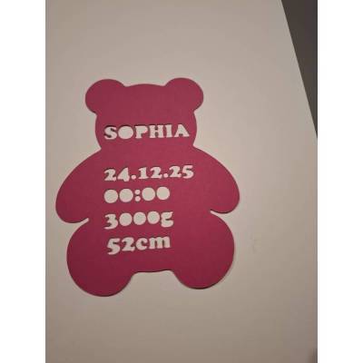 Personalisierte Geburtsanzeige 3D ausgestanzt/Namenschild Baby/ Geschenk zur Geburt