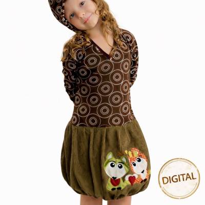 Schnittmuster Kleid Lenchen • Größen 80–134 • V-Ausschnitt oder Knopfleiste • Rüschenrock oder Ballonrock • PDF A4