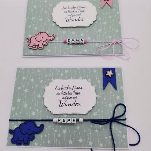 Personalisierte handgefertigte Geburtskarte Mädchen/Junge mit Name – Glückwunsch zur Geburt