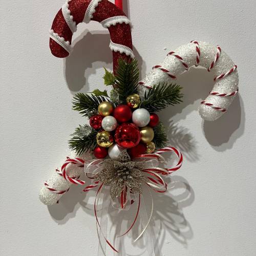 Zuckerstangen Weihnachtsdeko Weihnachtskranz Türschmuck Türdeko Türkranz
